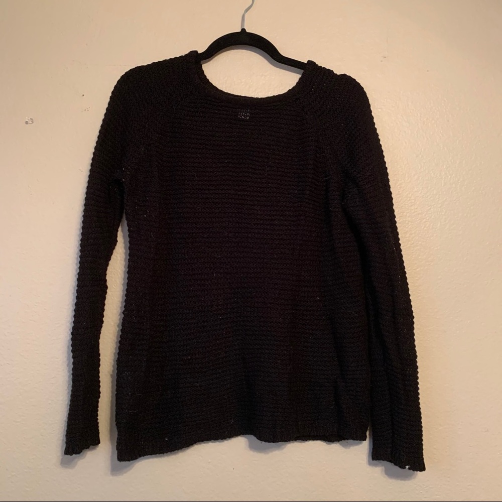 Black Cotton On Sheer Knit Sweater